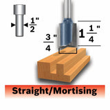 Bosch 85265MC 3/4" x 1-1/4" Carbide-Tipped Double-Flute Straight Router Bit - 2