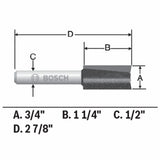 Bosch 85265MC 3/4" x 1-1/4" Carbide-Tipped Double-Flute Straight Router Bit - 3