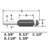 Bosch 85269MC 3/8" x 1/2" Carbide-Tipped Double-Flute Flush Trim Router Bit - 3