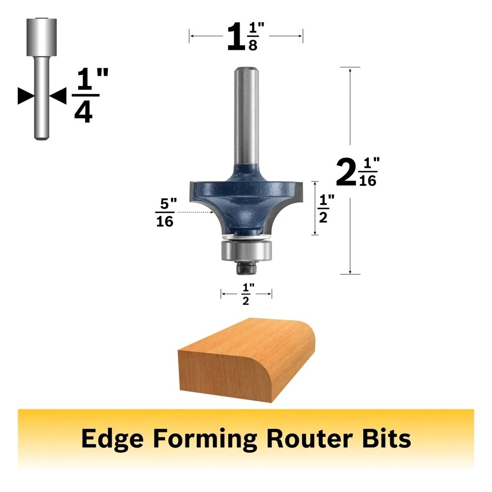 Bosch 85295M 5/16" x 1/2" Carbide Tipped Roundover Router Bit with 1/4" Shank - 2