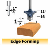 Bosch 85297MC 1/2" x 11/16" Carbide Tipped Roundover Router Bit with 1/4" Shank and Bearing