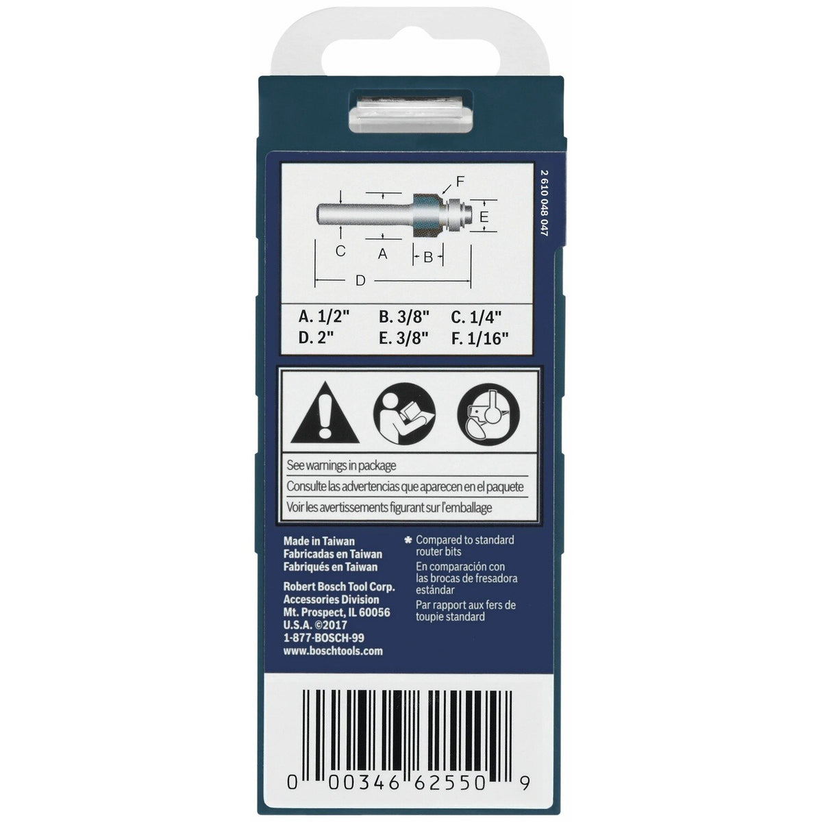 Bosch 85316MC 1/2" x 3/8" Carbide Tipped Smooth Edge Laminate Trim Router Bit - 4
