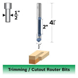 Bosch 85407M 1/2" x 2" Carbide Tipped 1-Flute Pilot Panel Straight Router Bit - 2