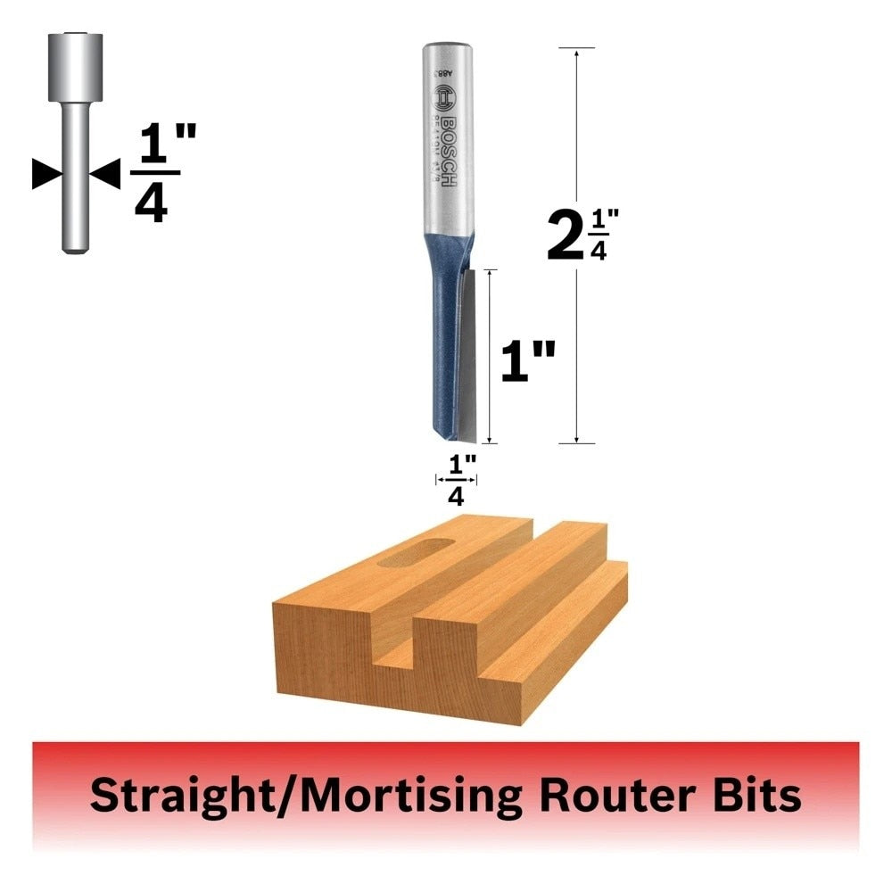 Bosch 85410M 1/4" x 1" Carbide Tipped 1-Flute Straight Router Bit - 2