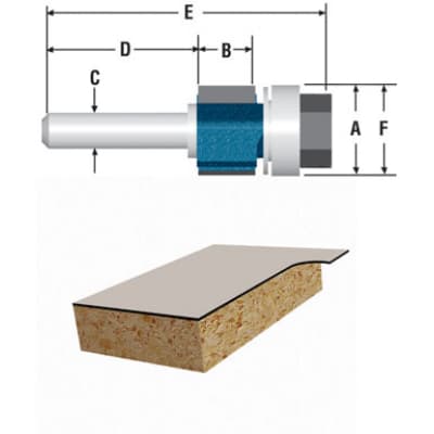 Bosch 85431M 10 Degree x 3/8" Carbide Tipped 2-Flute Bevel Trim Router Bit with 1/4" Shank