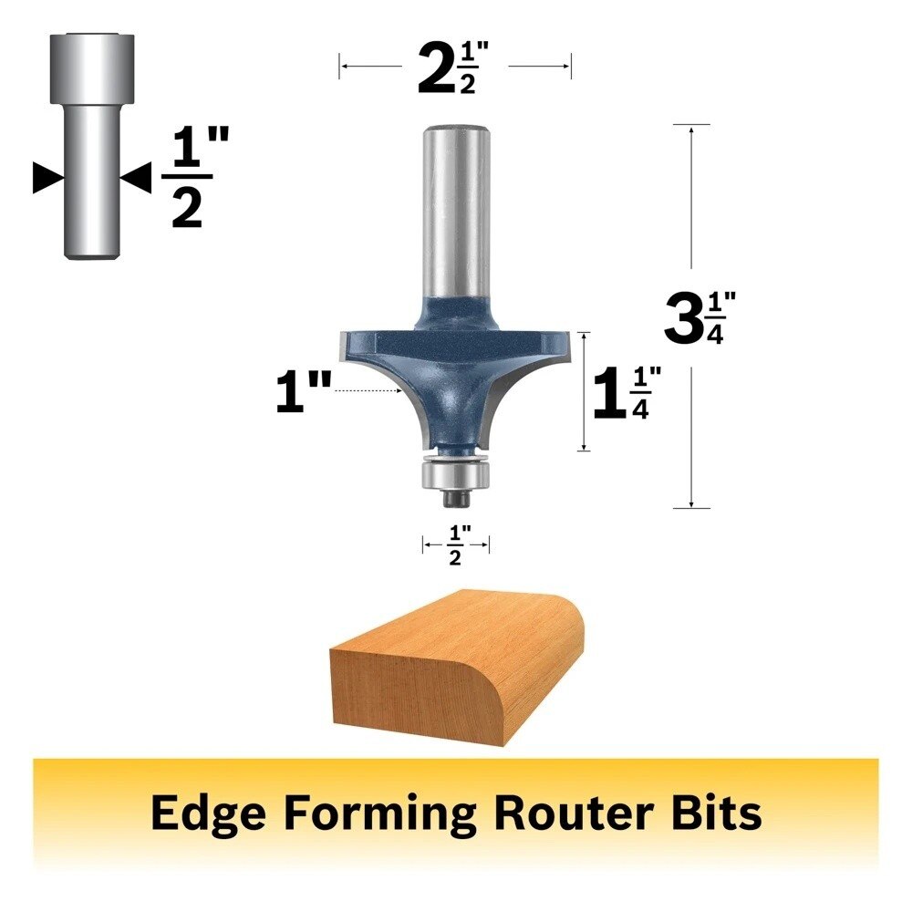 Bosch 85433M 1" x 1-1/4" Carbide Tipped Roundover Router Bit - 2