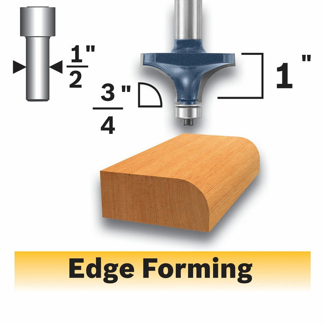 Bosch 85434MC 3/4" x 1" Carbide-Tipped Roundover Router Bit with 1/2" Shank