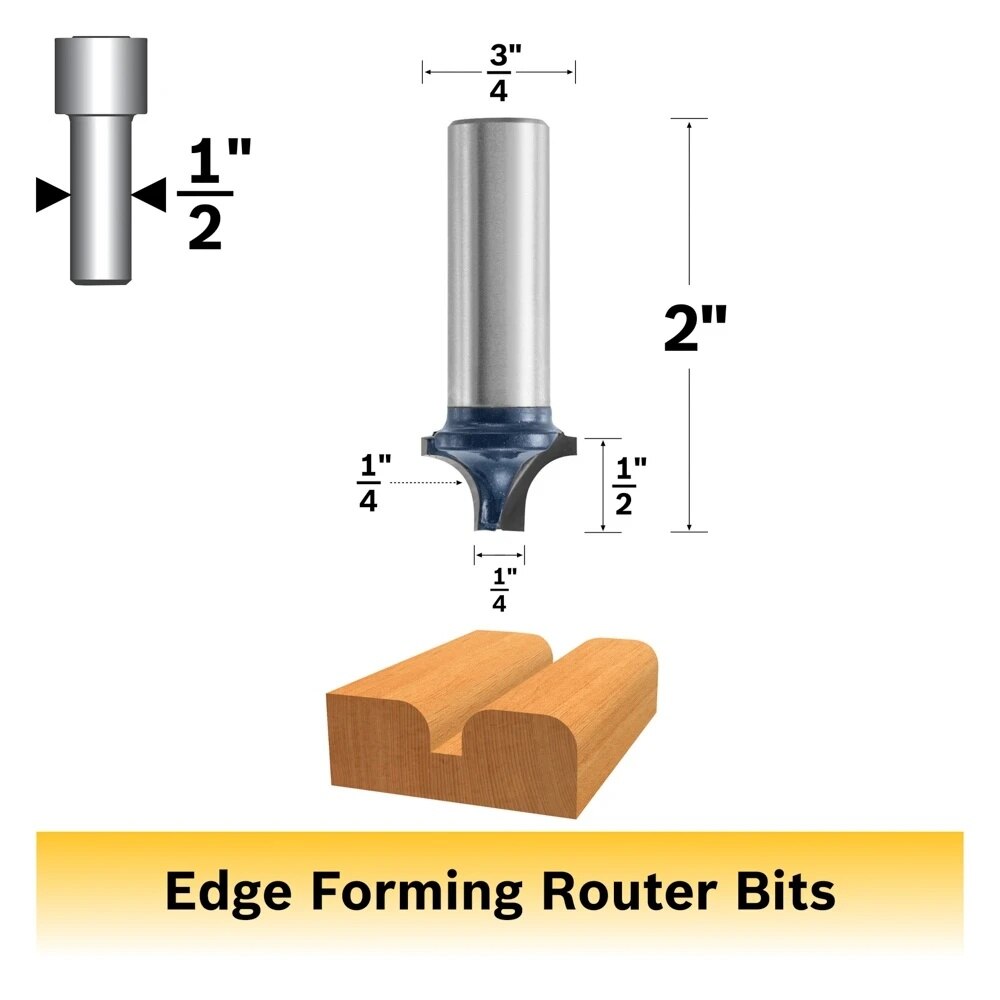 Bosch 85471M Quarter Inch by Half Inch Carbide Tipped Plunge Roundover Router Bit - 2