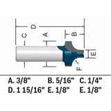 Bosch 85478MC 3/8" x 5/16" Carbide-Tipped Plunge Roundover Router Bit with 1/4" Shank - 2