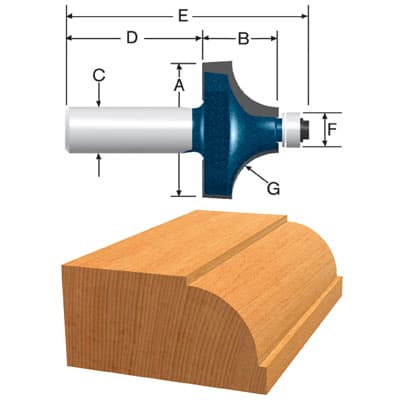 Bosch 85497M 1/2" x 11/16" Carbide Tipped Beading Router Bit for Decorative Edge Forming