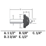 Bosch 85581MC 1-1/2" x 5/8" Carbide-Tipped Classical Edge Forming Router Bit with 1/4" Shank - 3
