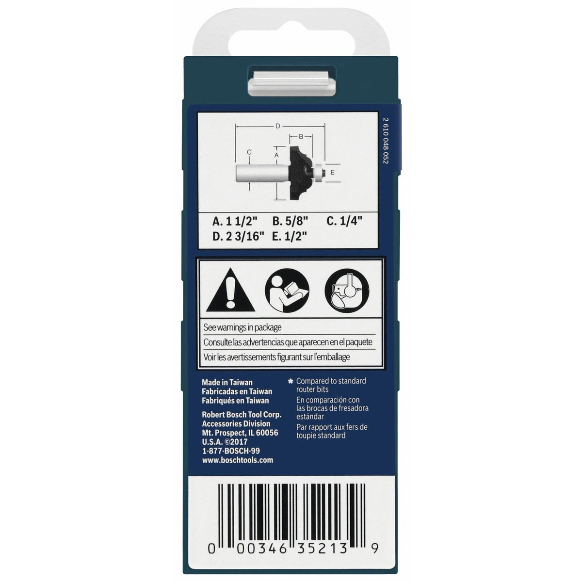 Bosch 85581MC 1-1/2" x 5/8" Carbide-Tipped Classical Edge Forming Router Bit with 1/4" Shank - 4