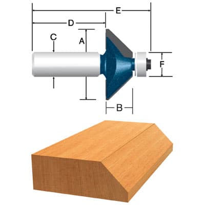 Bosch 85597M 1-5/16 in x 45 Degree Carbide Tipped Chamfer Router Bit with Bearing