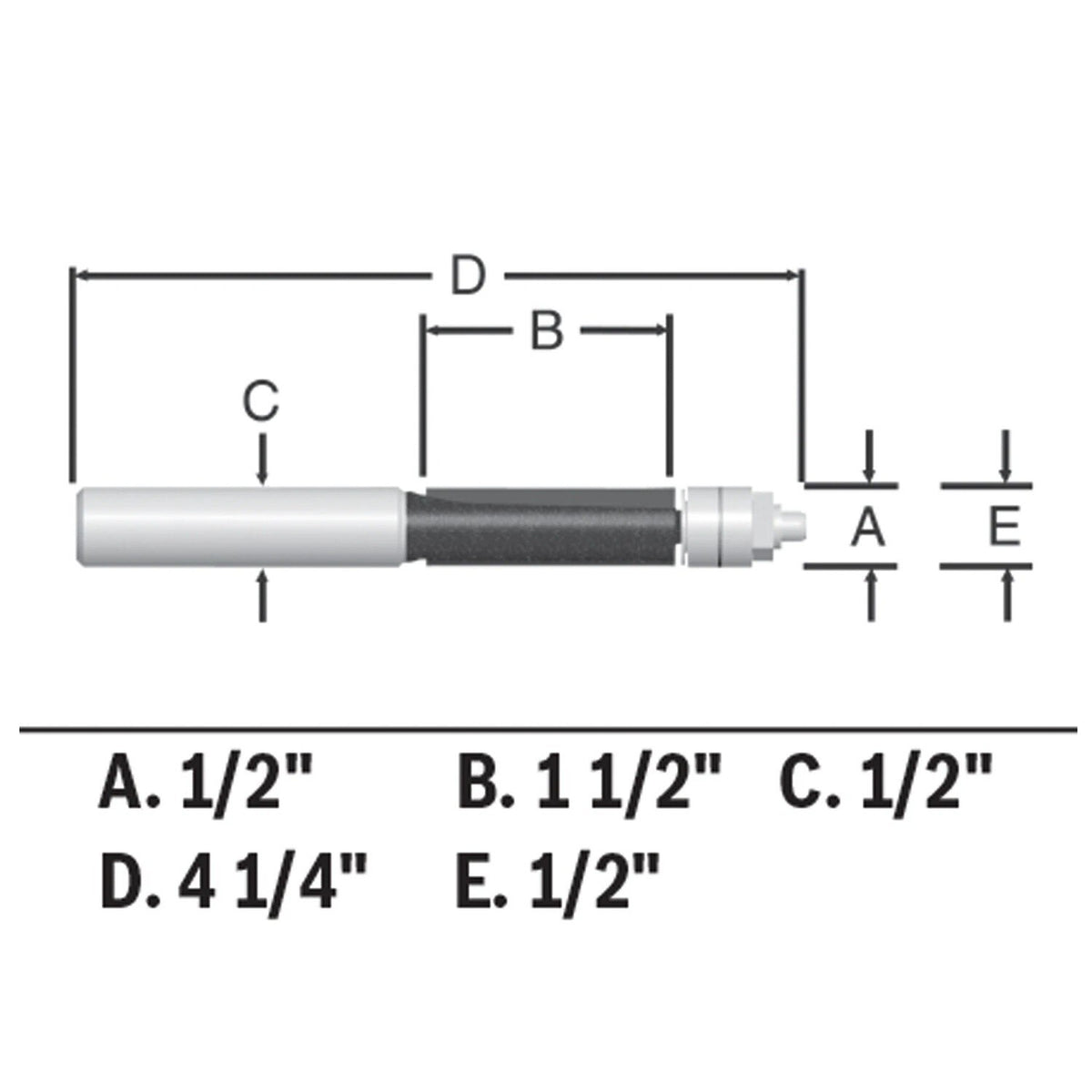 Bosch 85601MC 1/2" x 1-1/2" Carbide-Tipped Double-Flute Template Trim Router Bit - 2