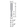 Bosch 85611M 1/4" Solid Carbide Double Flute Acrylic Straight Router Bit