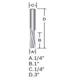 Bosch 85611M 1/4" Solid Carbide Double Flute Acrylic Straight Router Bit