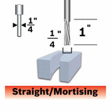 Bosch 85611M 1/4" Solid Carbide Double Flute Acrylic Straight Router Bit - 2