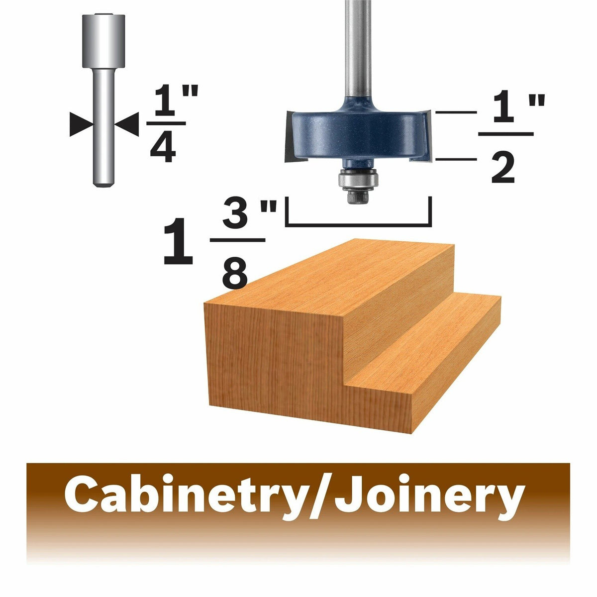 Bosch 85614MC 1/2" x 1/2" Carbide-Tipped Rabbeting Router Bit with Bearing - 2