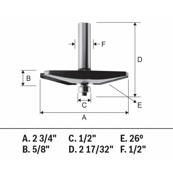 Bosch 85637MC 2-3/4" x 5/8" Carbide Tipped Traditional Raised Panel Router Bit - 2