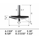 Bosch 85637MC 2-3/4" x 5/8" Carbide Tipped Traditional Raised Panel Router Bit - 2
