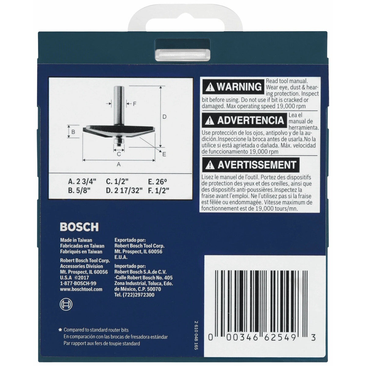 Bosch 85637MC 2-3/4" x 5/8" Carbide Tipped Traditional Raised Panel Router Bit - 4
