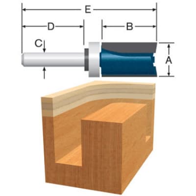 Bosch 85671M 1-1/8" x 1-1/2" Carbide Tipped 2-Flute Top Bearing Straight Trim Router Bit
