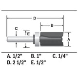 Bosch 85680MC 1/2" x 1" Carbide Tipped Double Flute Top Bearing Straight Trim Router Bit - 2