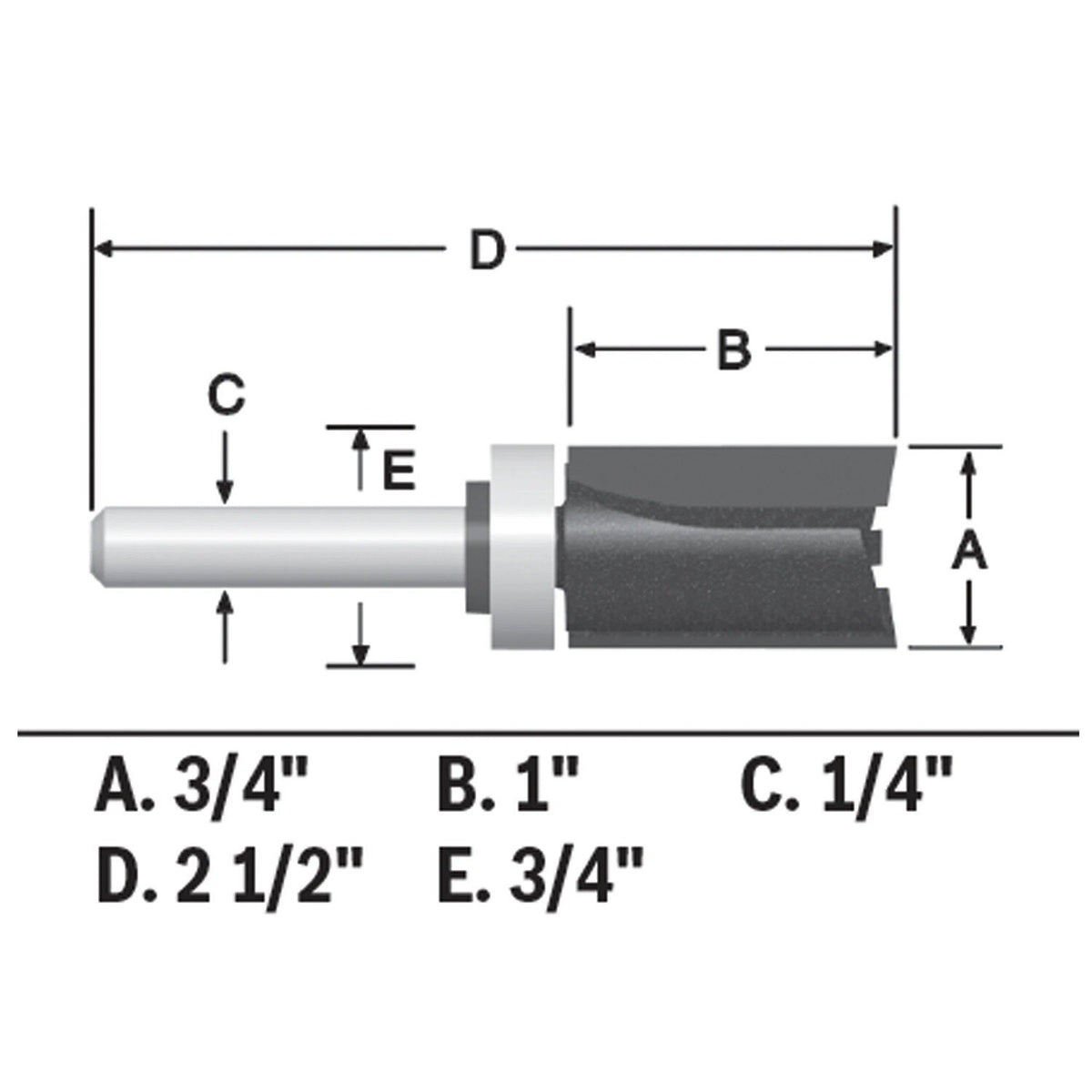 Bosch 85682MC 3/4" x 1" Carbide-Tipped Top-Bearing Straight Trim Router Bit - 3