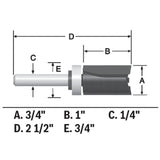 Bosch 85682MC 3/4" x 1" Carbide-Tipped Top-Bearing Straight Trim Router Bit - 3