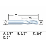 Bosch 85908MC 1/8" x 1/2" Solid Carbide Double Flute Upcut Spiral Router Bit - 3