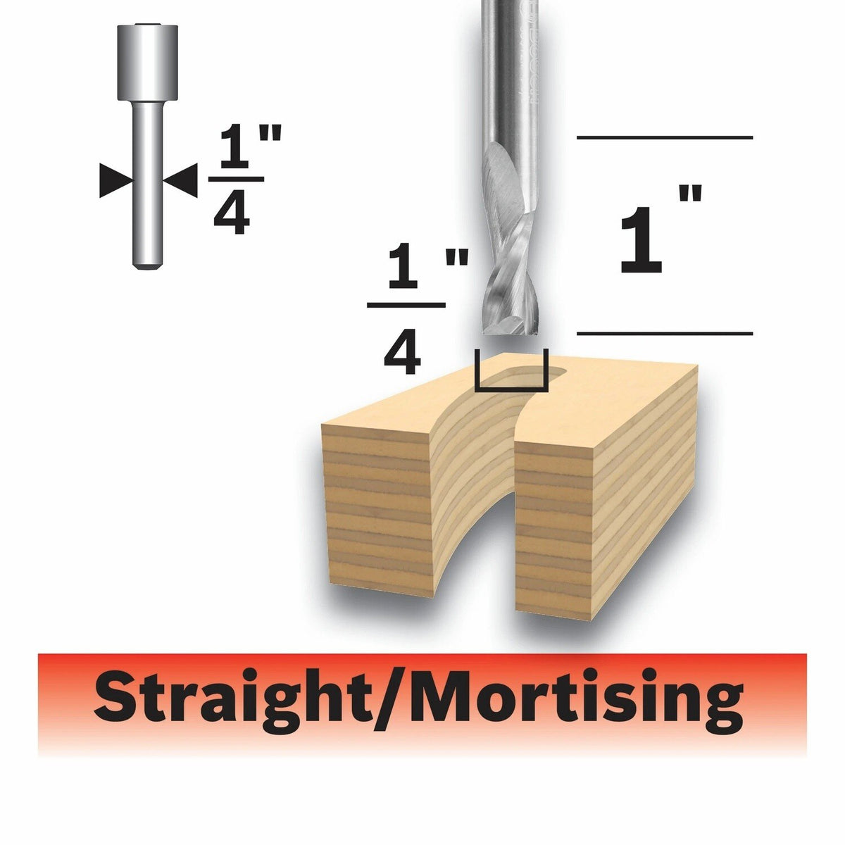 Bosch 85911MC 1/4" x 1" Solid Carbide Double-Flute Upcut Spiral Router Bit - 2