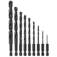 Bosch BL9IM Impact Tough Black Oxide Drill Bit Set for Wood Plastic and Light Gauge Metal (9 Pack)