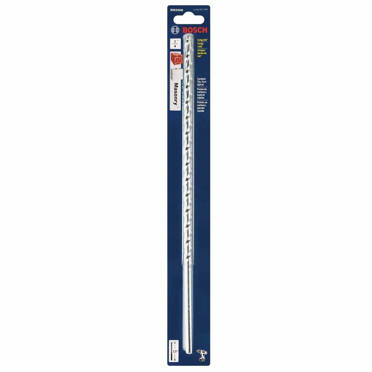 Bosch BM2008 1/4" x 11" x 13" Fast Spiral Rotary Masonry Drill Bit - 2