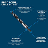 Bosch BP14616 Brad Point Wood Drill Bit Set 1/4" 5/16" 3/8" 7/16" 1/2" (5 Pack) - 2