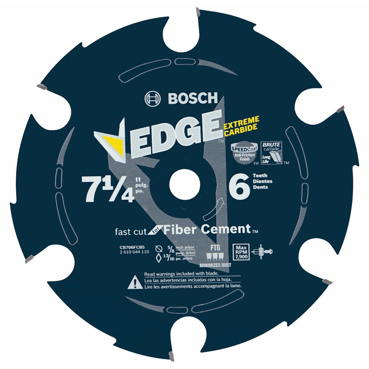 Bosch CB706FCB5 7-1/4" 6 Tooth Edge Carbide-Tipped Circular Saw Blades for Fiber Cement (5 Pack)