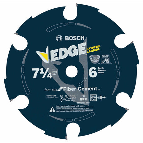 Bosch CB706FCB5 7-1/4" 6 Tooth Edge Carbide-Tipped Circular Saw Blades for Fiber Cement (5 Pack)