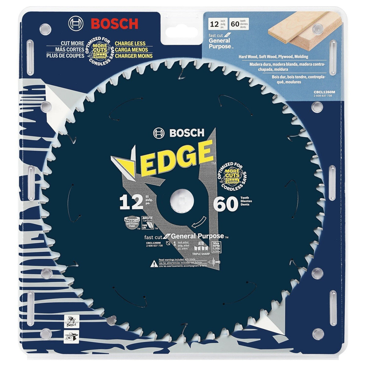 Bosch CBCL1260M 12" 60 Tooth Edge Cordless Circular Saw Blade for General Purpose - 2