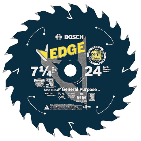Bosch CBCL724 7-1/4" 24 Tooth Edge Cordless Circular Saw Blade for General Purpose
