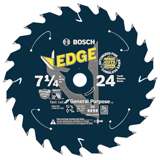 Bosch CBCL724 7-1/4" 24 Tooth Edge Cordless Circular Saw Blade for General Purpose