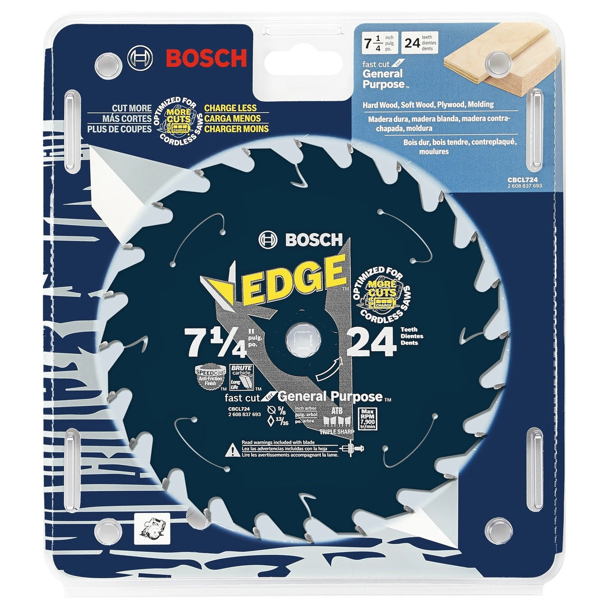 Bosch CBCL724 7-1/4" 24 Tooth Edge Cordless Circular Saw Blade for General Purpose - 2