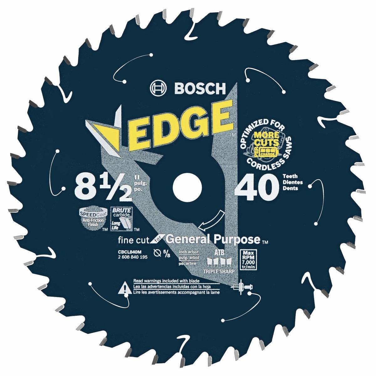 Bosch CBCL840M 8-1/2" 40 Tooth Edge Cordless General Purpose Saw Blade