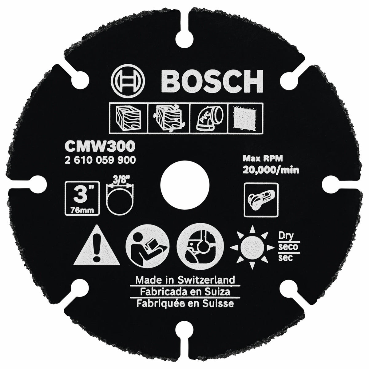 Bosch CMW300 3" Carbide Multi-Wheel for Cutting Wood Plastic Plaster and Composites