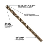 Bosch CO2143B 1/4" x 4" Cobalt M42 Twist Drill Bit for Stainless Steel and Metal - 2
