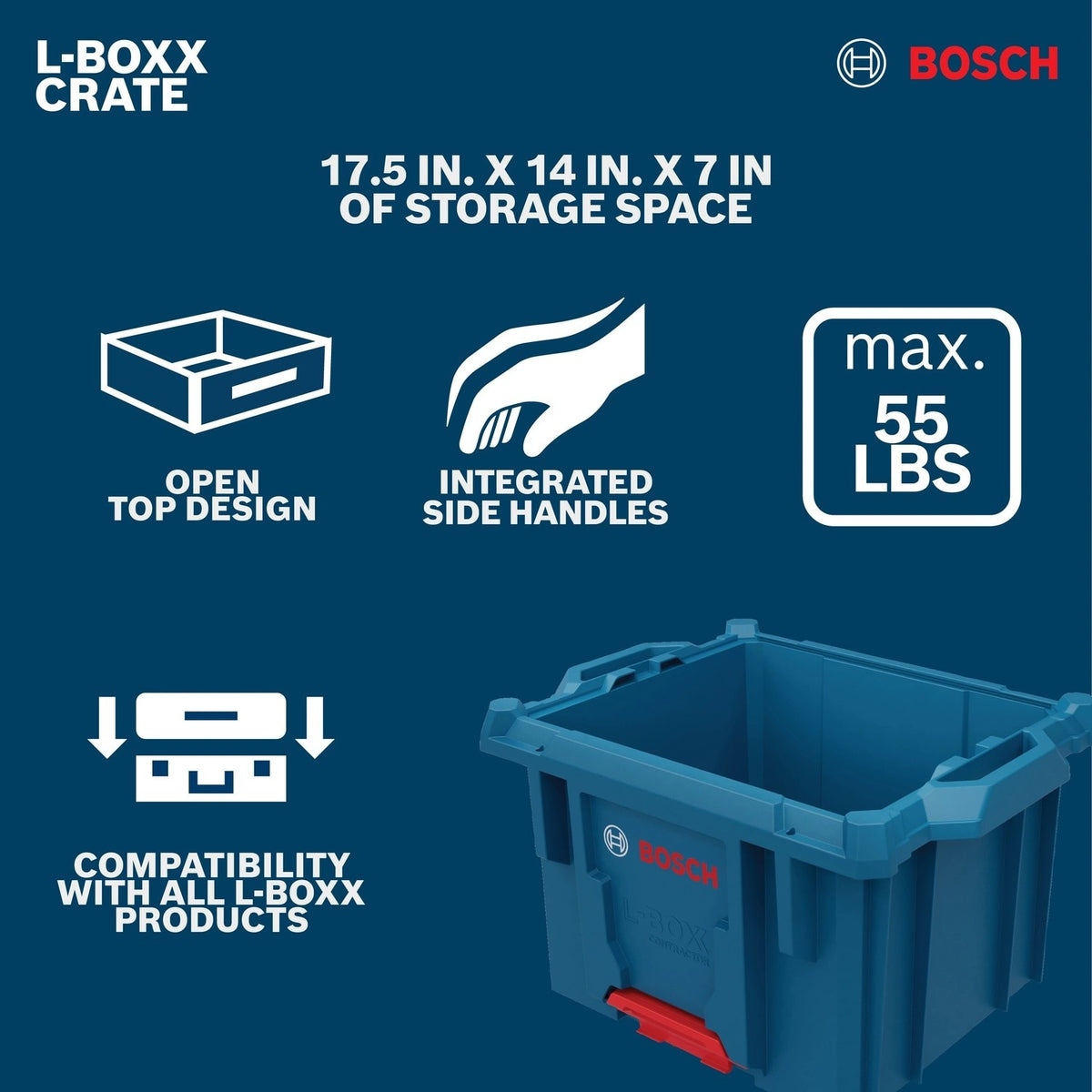 Bosch CRATE L-BOXX Contractor Open Top Storage Crate - 3
