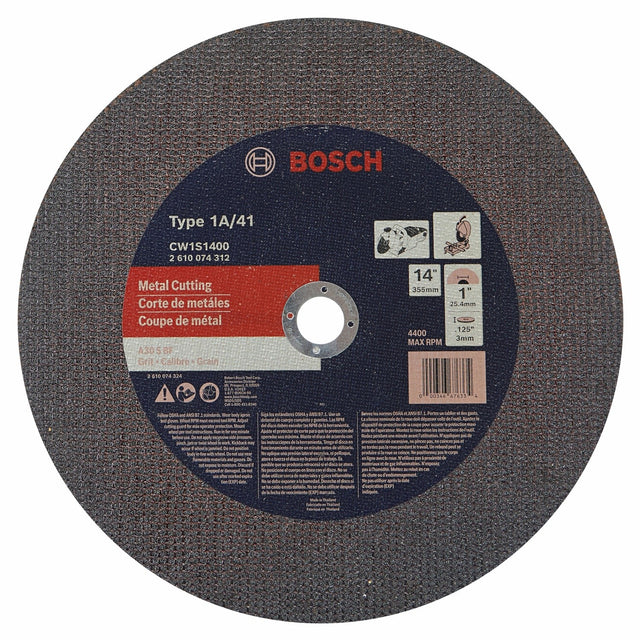 Bosch CW1S1400 14" Metal Cutting Abrasive Wheel for Chop and Cutoff Saws
