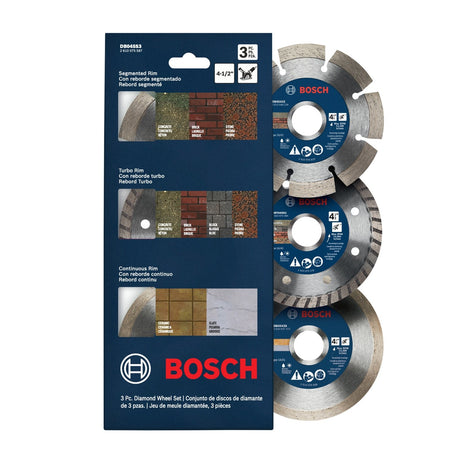 Bosch DB045S3 4-1/2" Diamond Rim Blade Set for Concrete Brick Stone Tile and Slate (3 Pack)