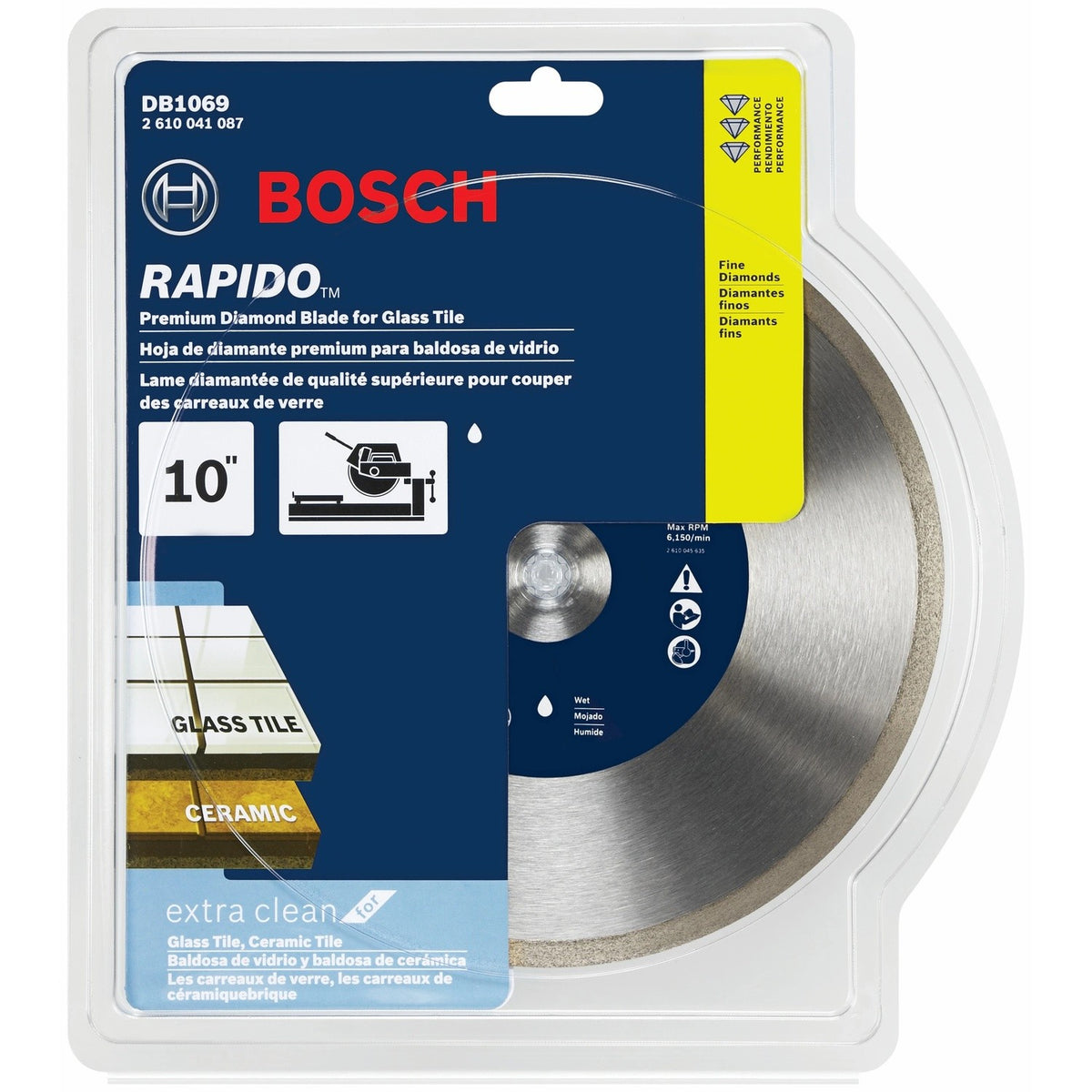 Bosch DB1069 10" Rapido Premium Continuous Rim Diamond Blade for Glass and Ceramic Tile - 2