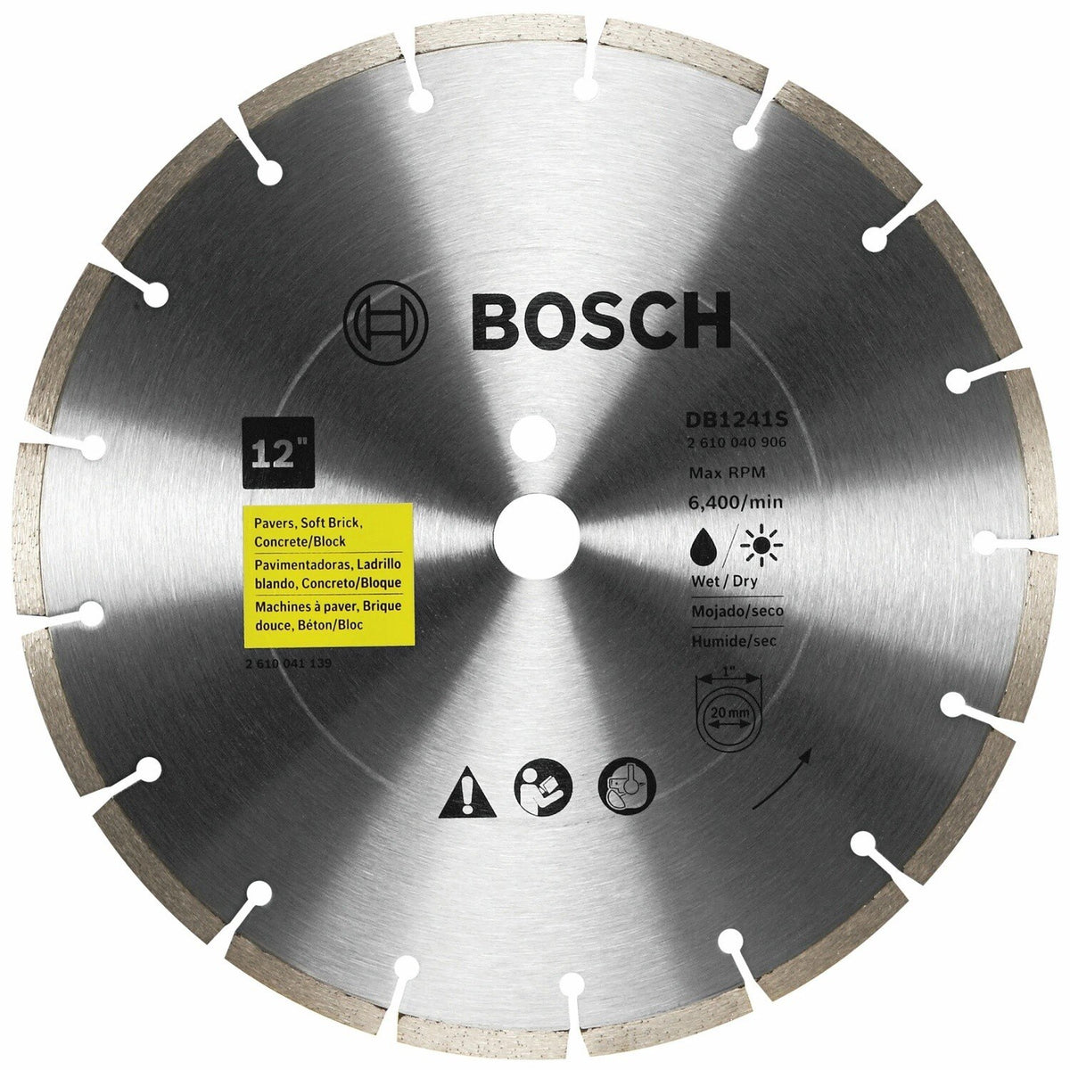 Bosch DB1241S 12 in Segmented Rim Diamond Blade for Pavers Soft Brick and Concrete Block