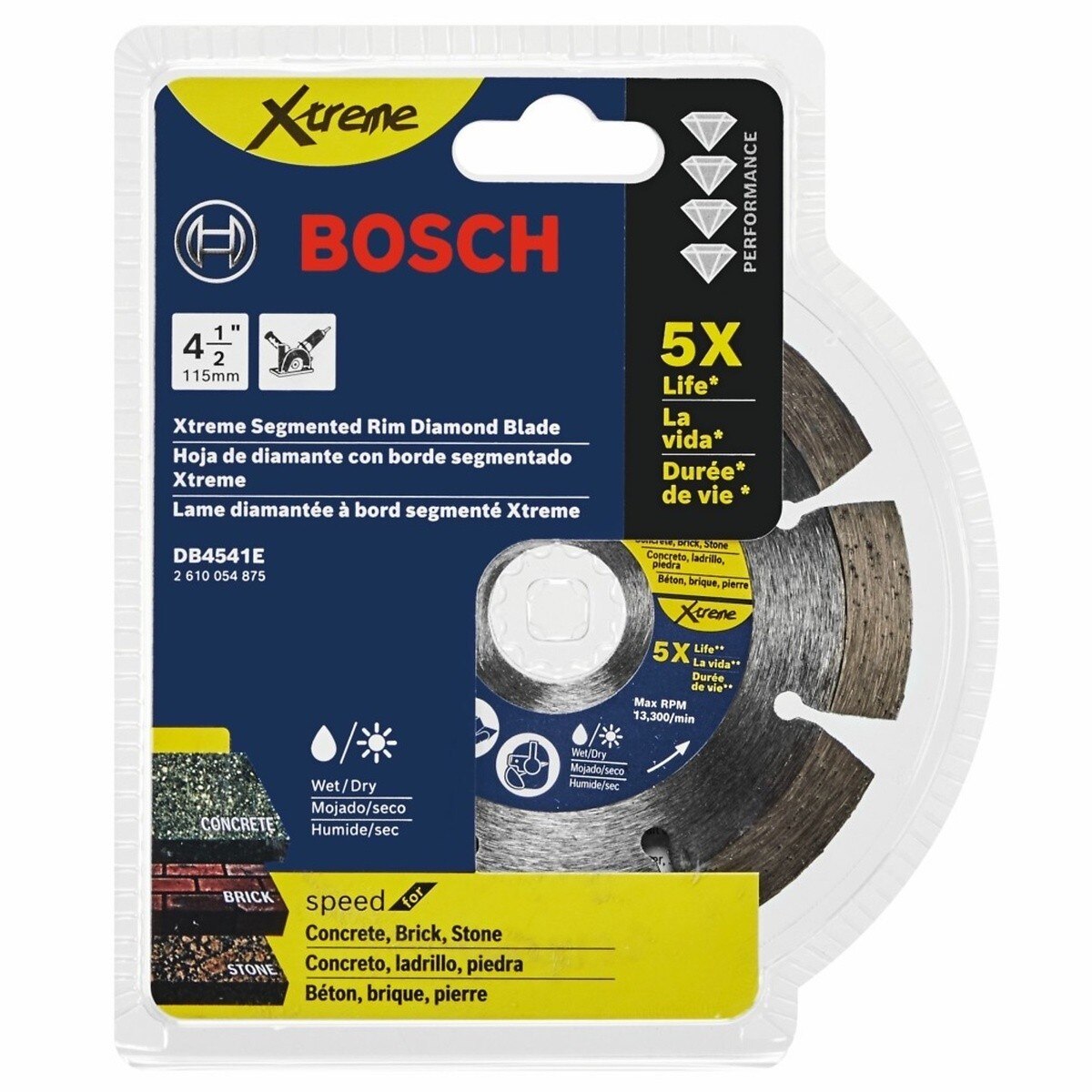 Bosch DB4541E 4-1/2 in. Xtreme Segmented Rim Diamond Blade for Concrete, Brick and Stone (1 Pack) - 2