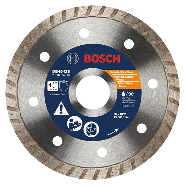 Bosch DB4542S 4-1/2" Standard Turbo Rim Diamond Blade for Masonry Concrete and Stone